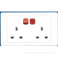 Pc Plate Two Gang Push Button Wall Switch With Neon Light And Two 13a Socket